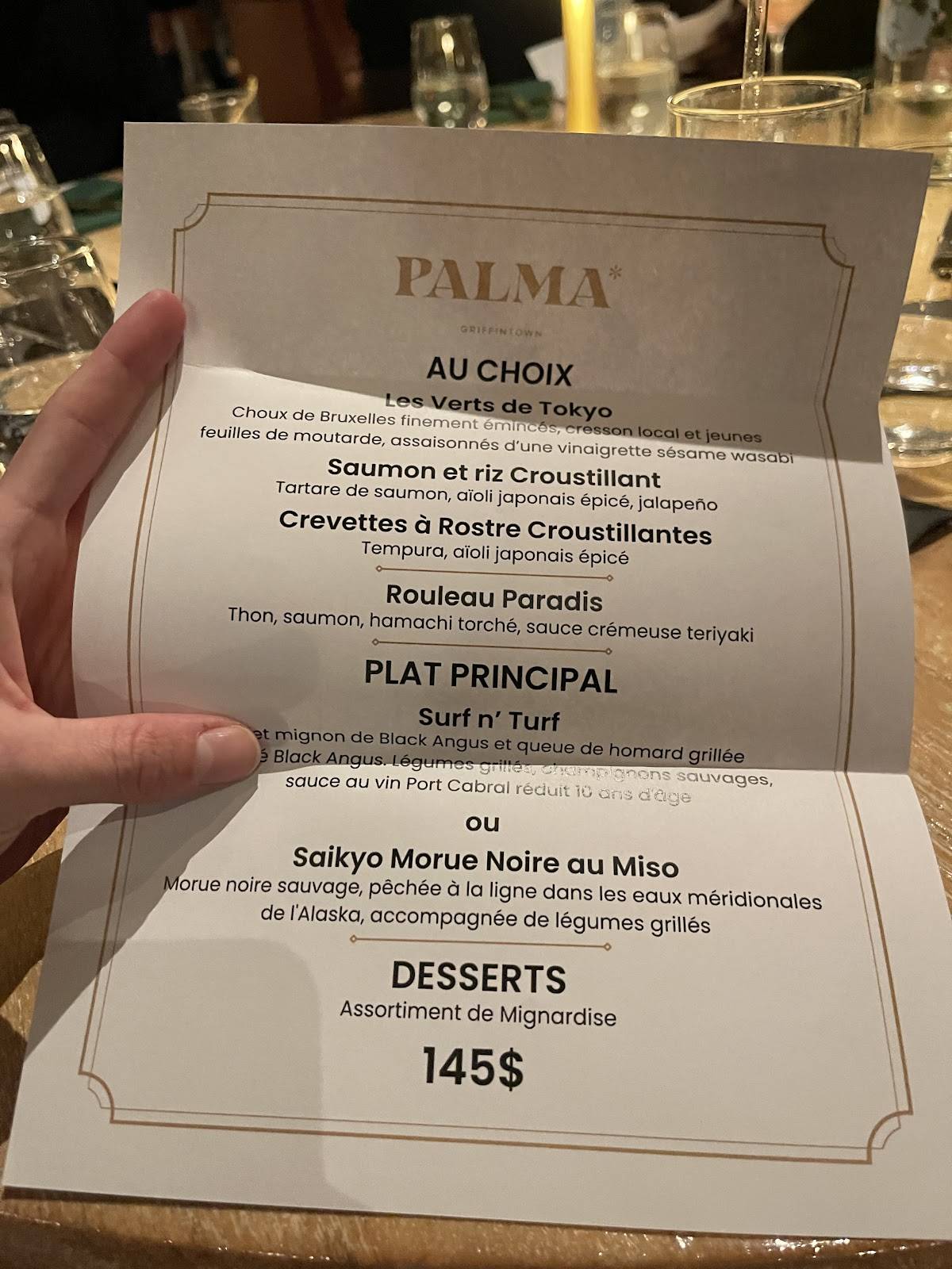 Menu de PALMA*
