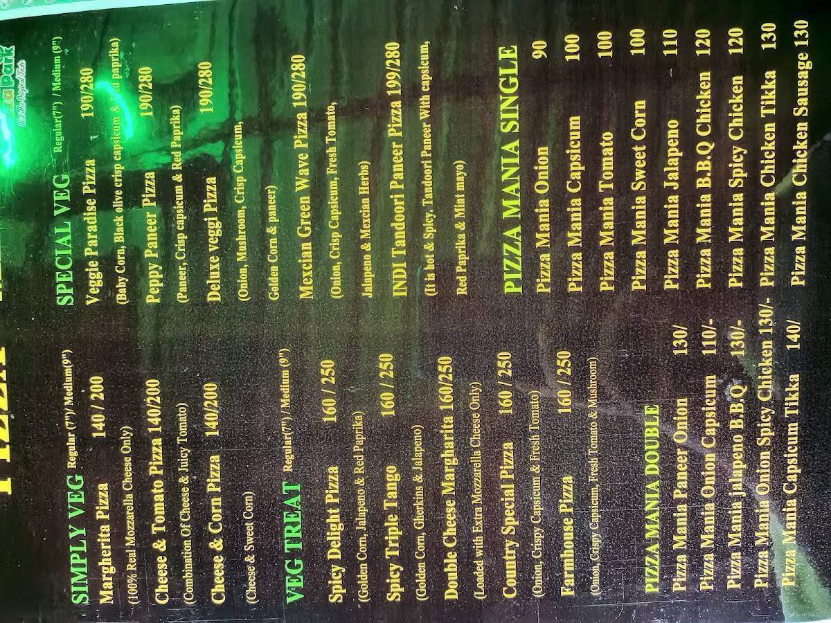 PIZZA PARK menu