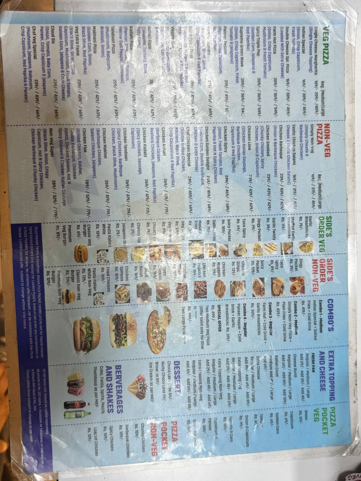 PIZZA UNCLE menu