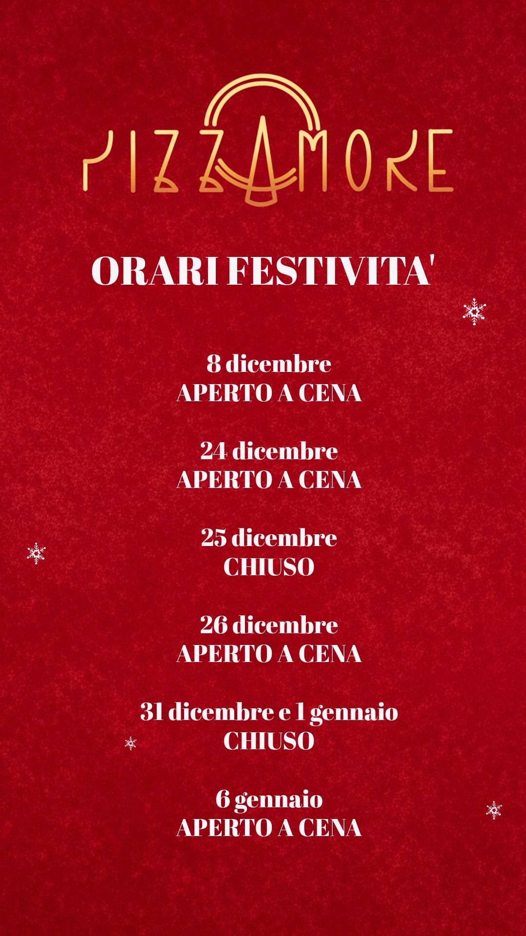 Menu di Pizzamore 