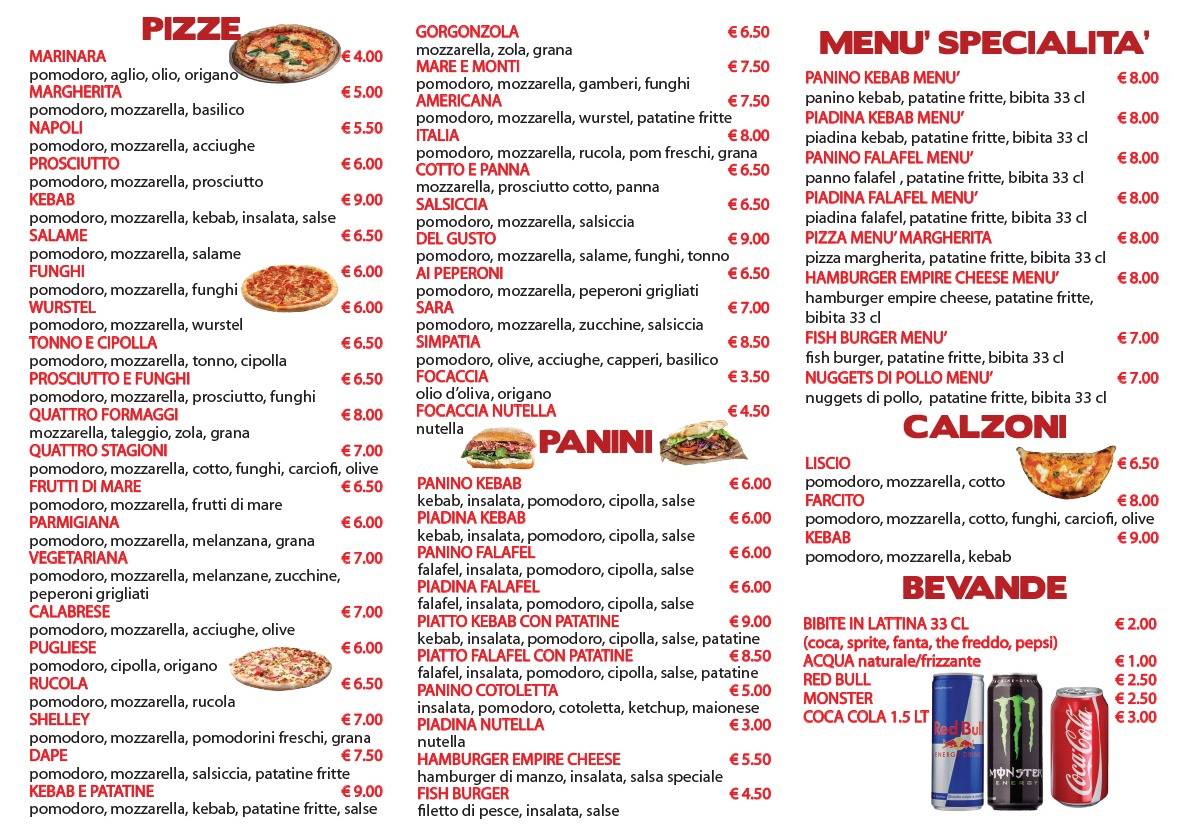 Menu di PIZZERIA DEL GUSTO 