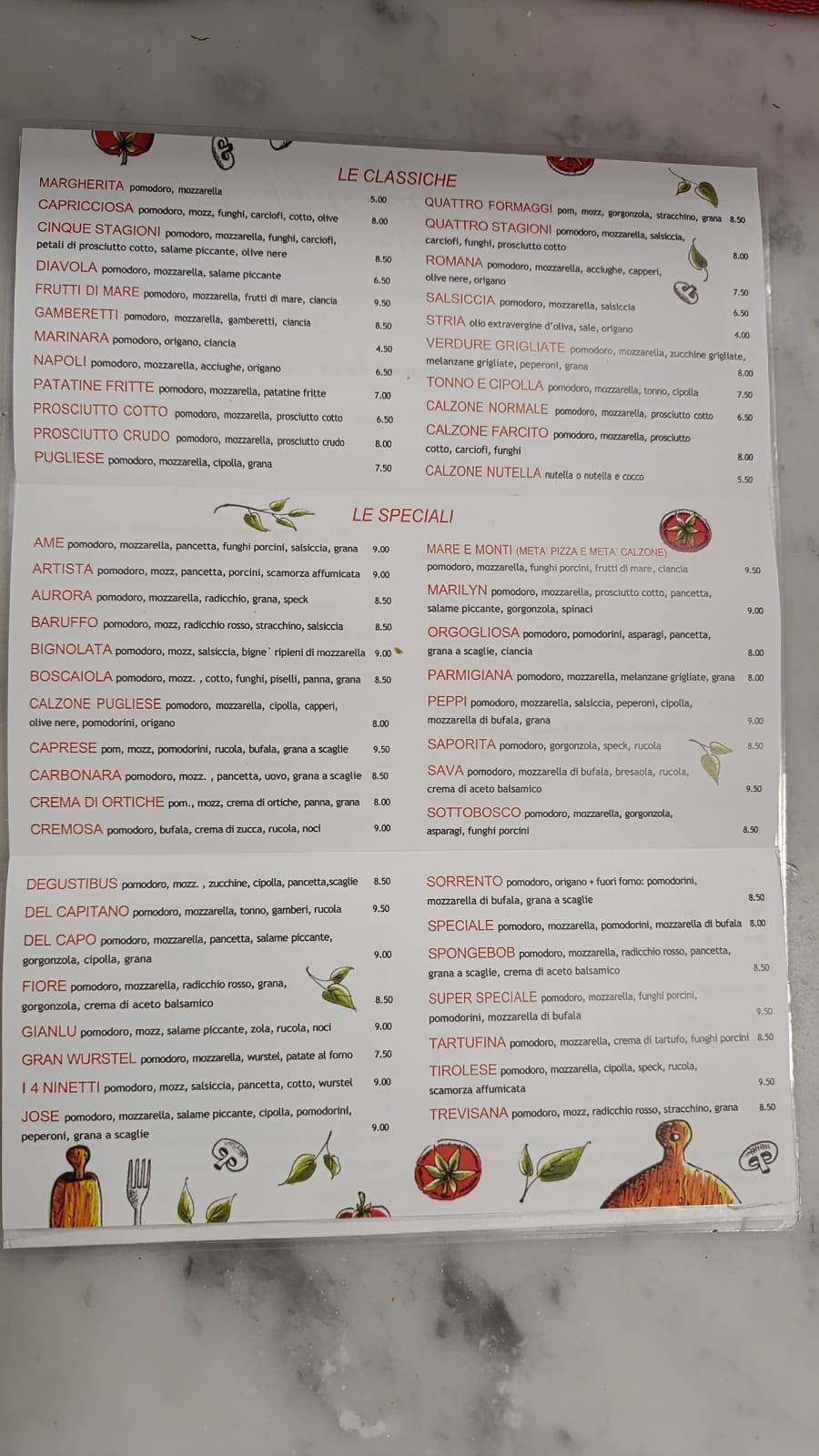 Menu di PIZZERIA ERIKA 