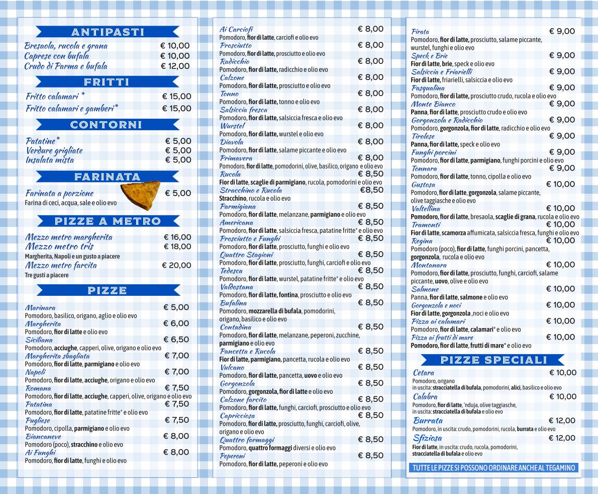Menu di PIZZERIA TRAMONTI di ESPOSITO GIORGIO 