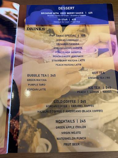POP SEOUL menu