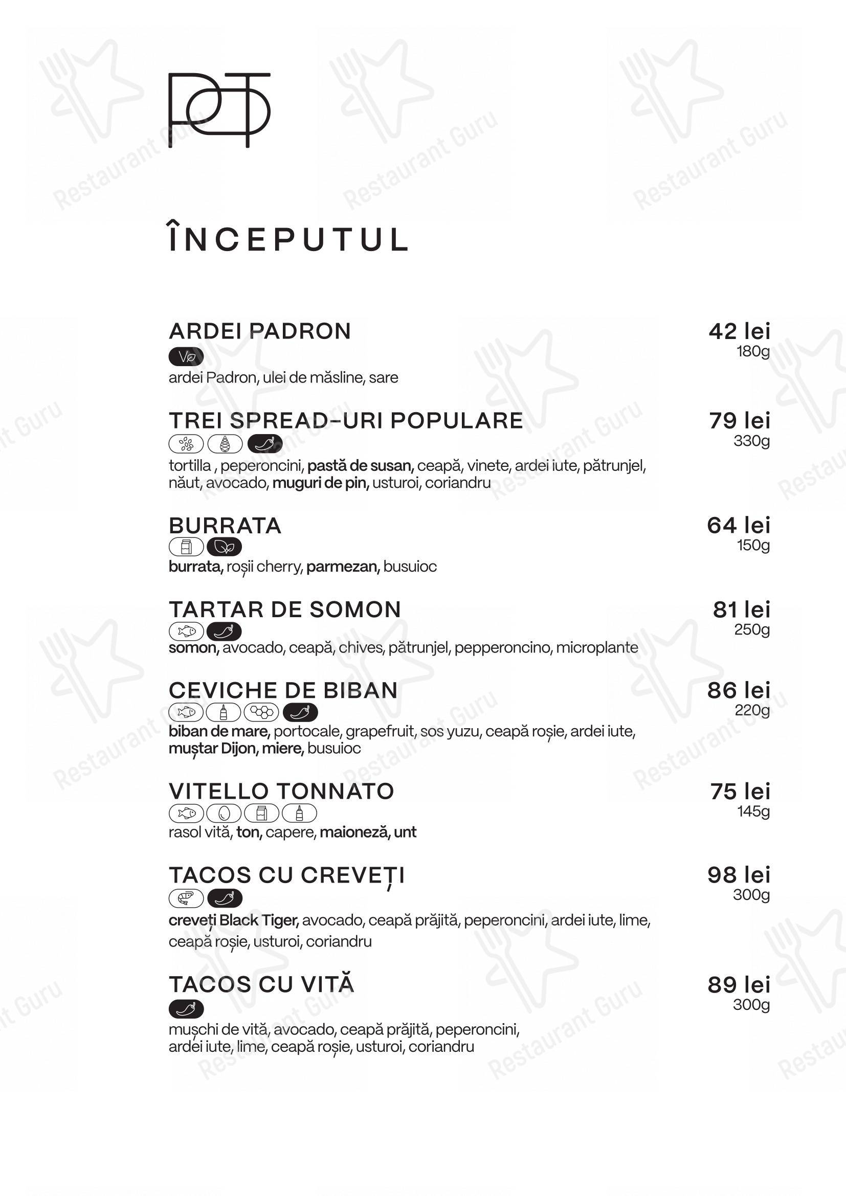POT.stories dans Bucarest - Menu