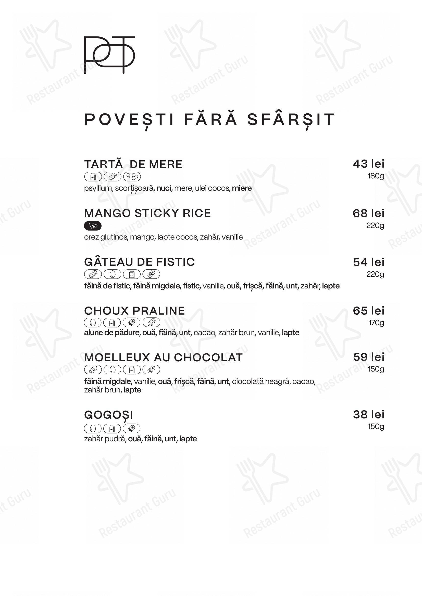 Menu pour POT.stories restaurant