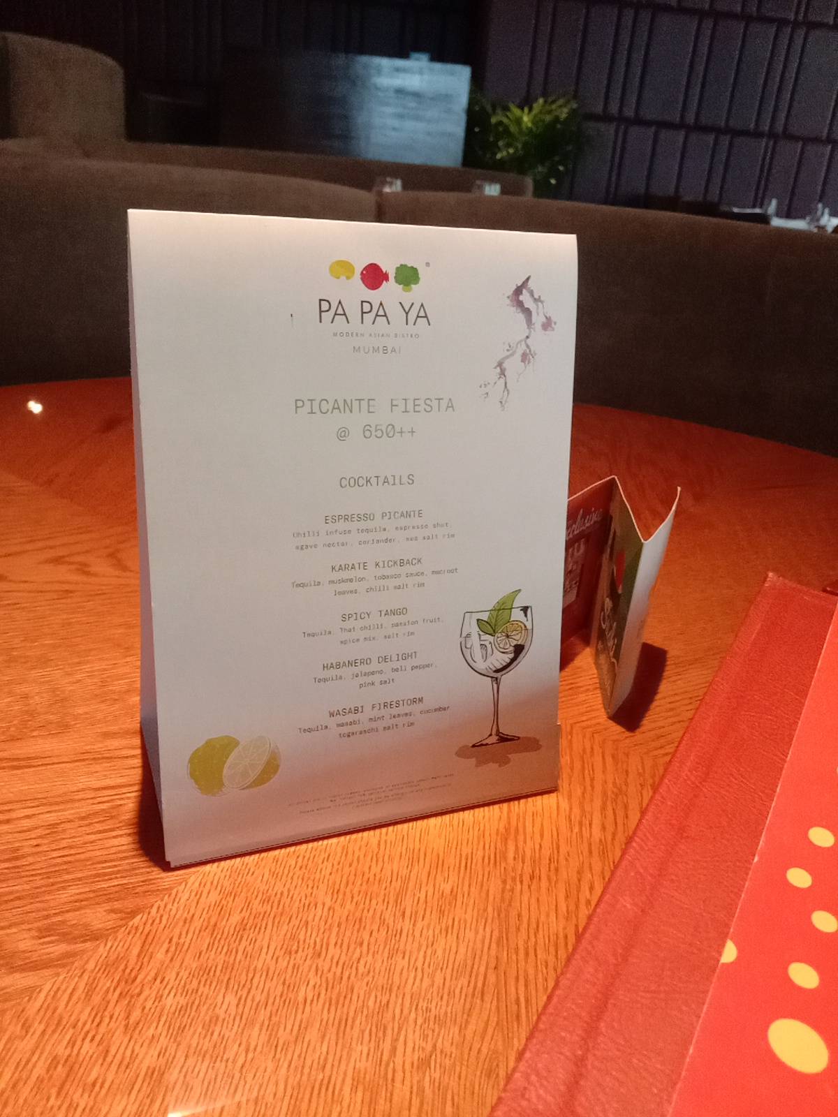 Pa Pa Ya, BKC menu