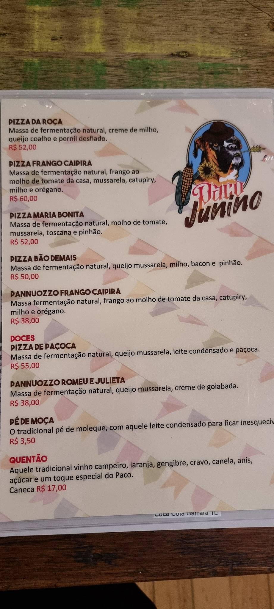 Paco Pizza cardápio