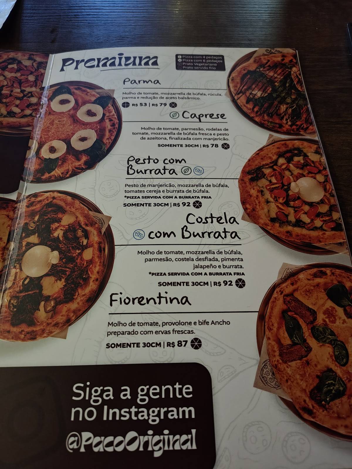 Paco Pizza cardápio