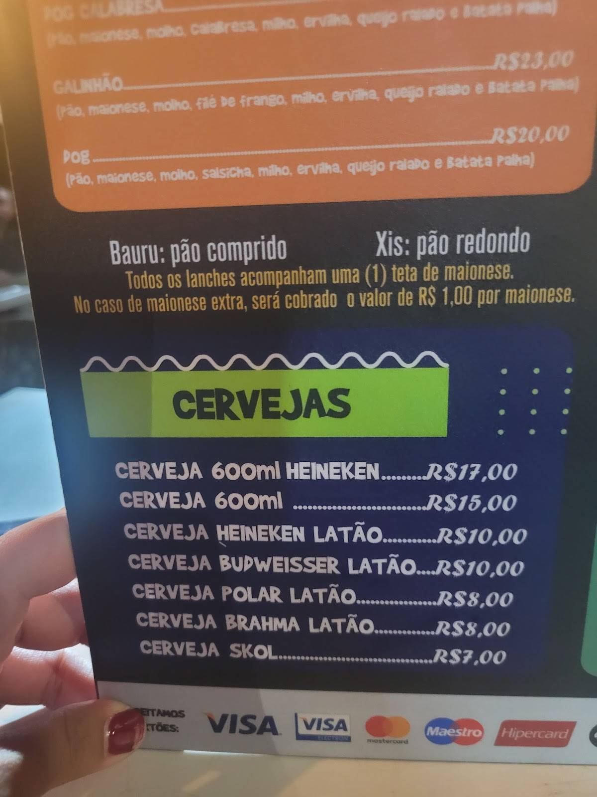 Pacote Lanches Cassino cardápio