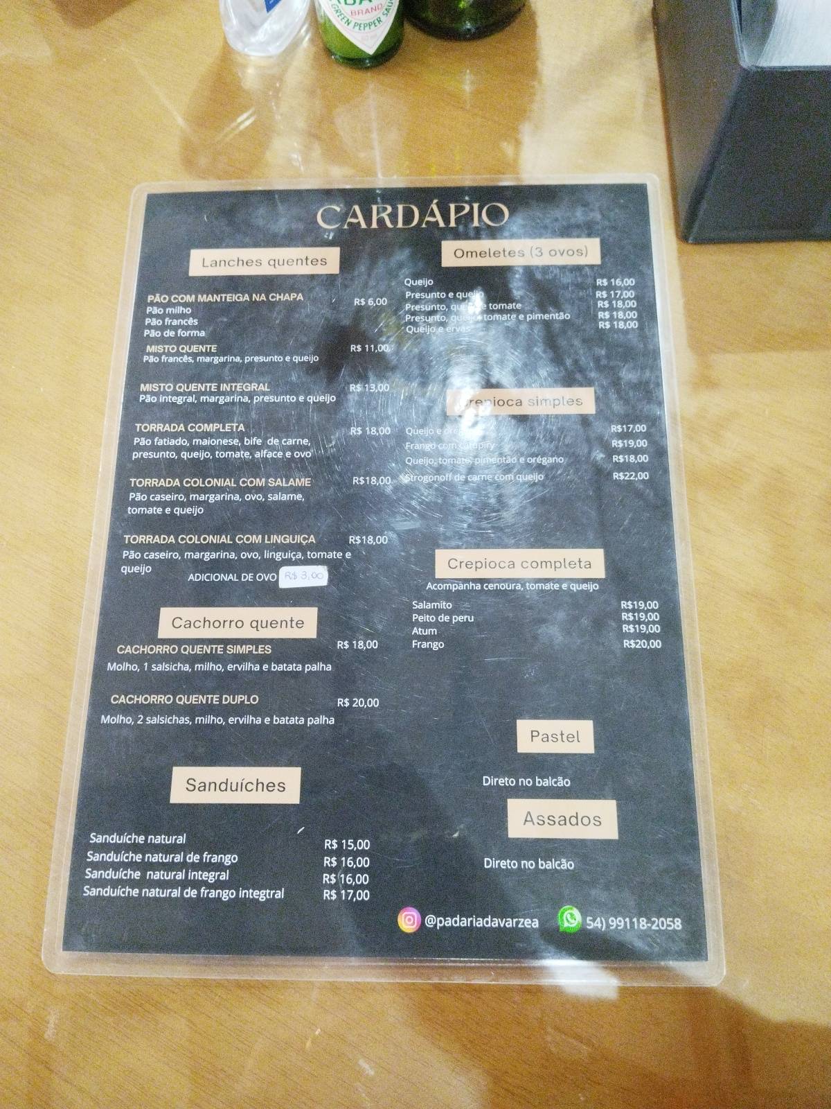 Padaria Da Várzea cardápio