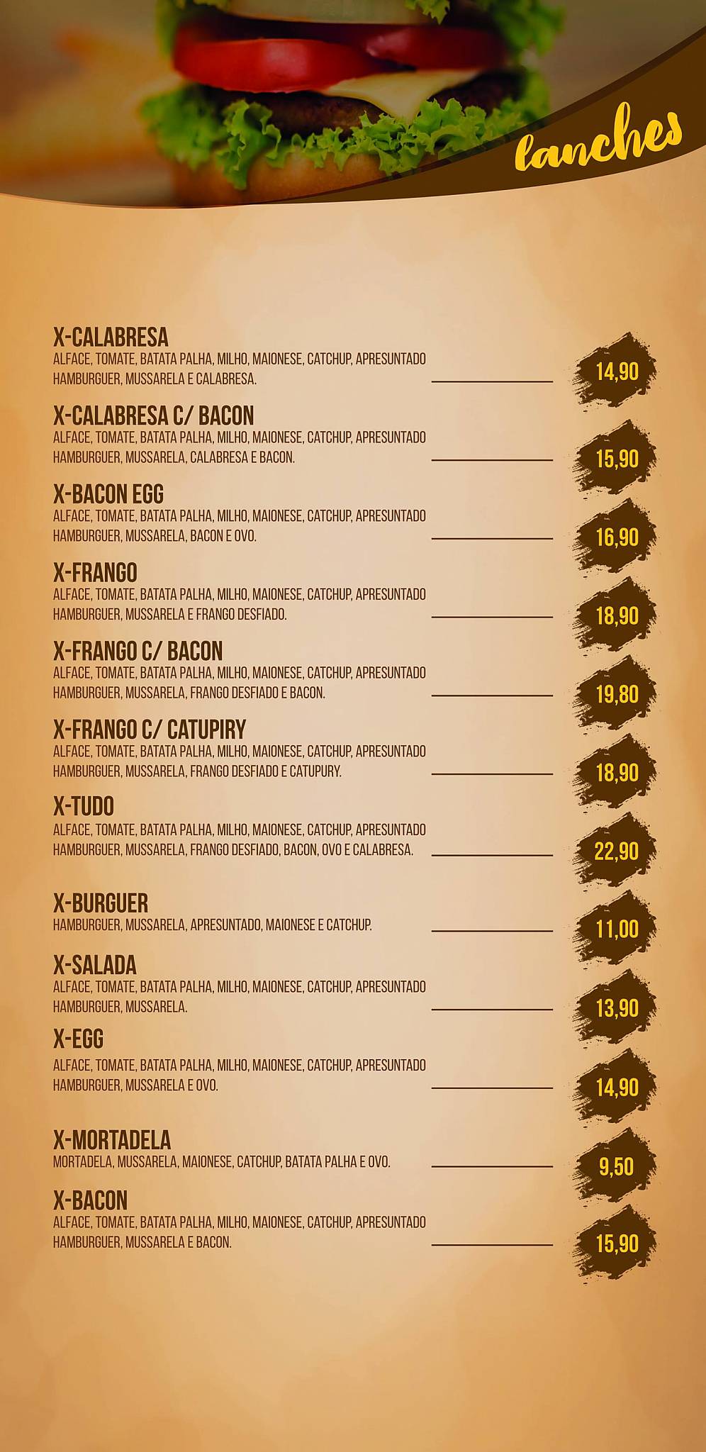 Padaria Pães e Doces Recanto cardápio