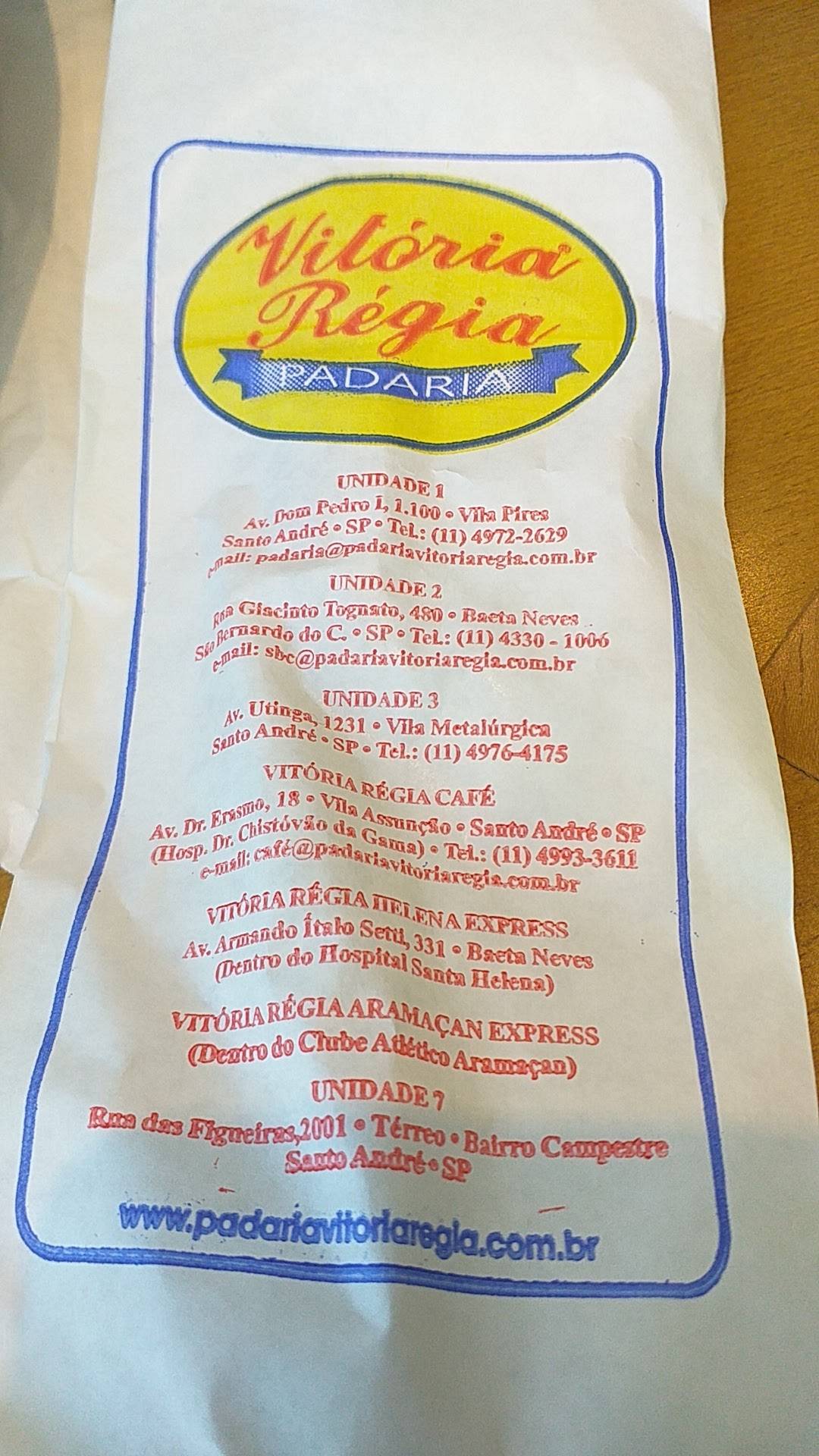 Menu em Padaria Vitória Régia Campestre Santo André R das Figueiras