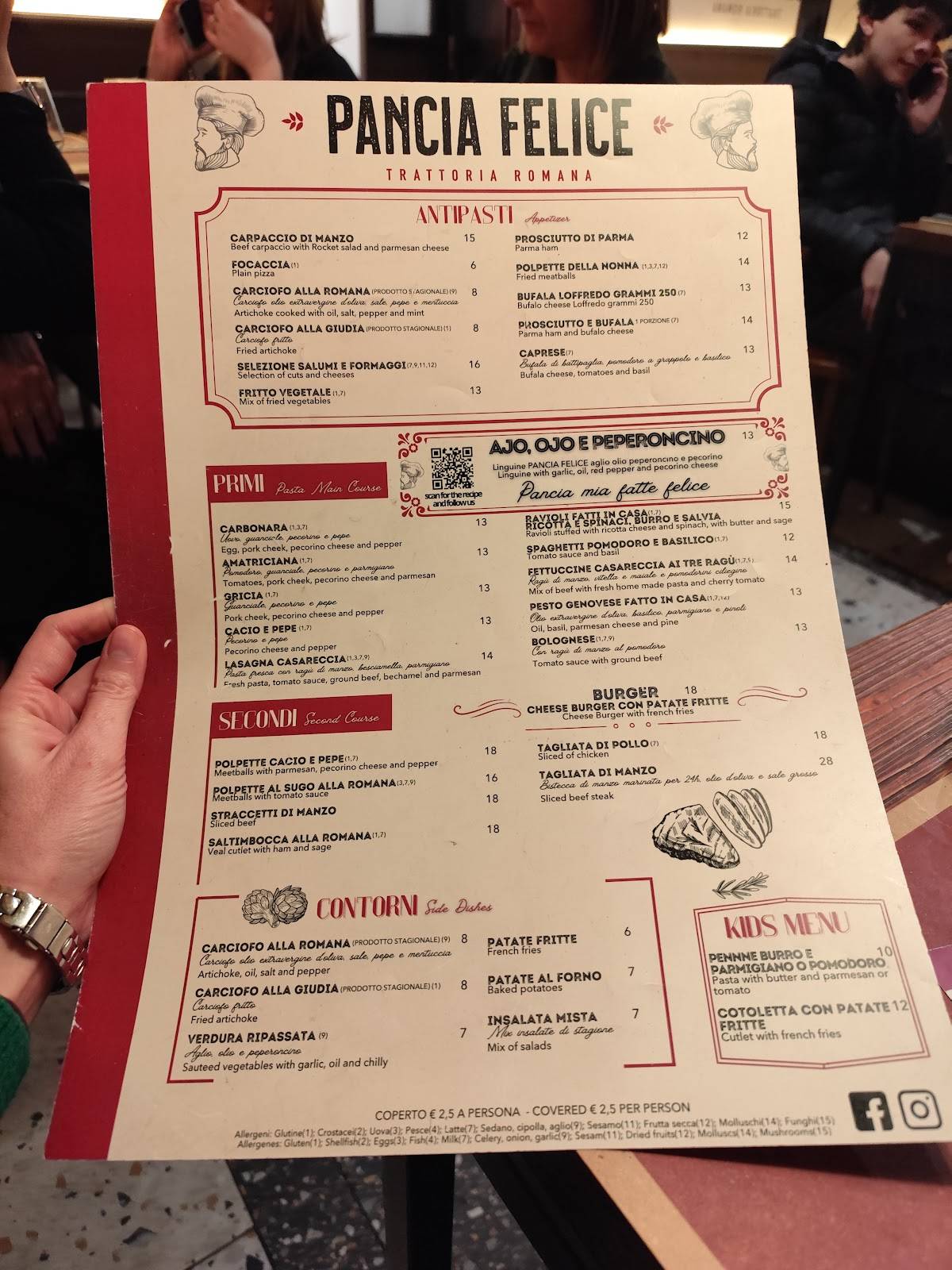 Menu di Pancia Felice San Pietro 