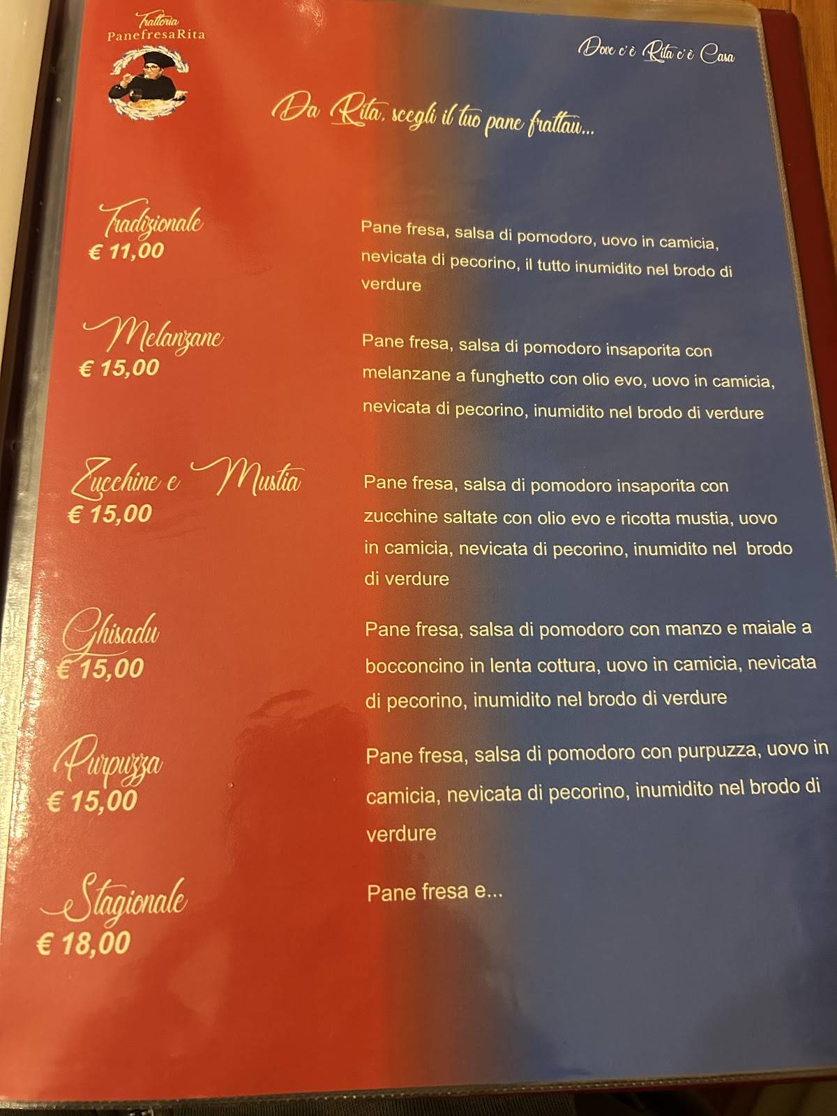 Menu di PanefresaRita 