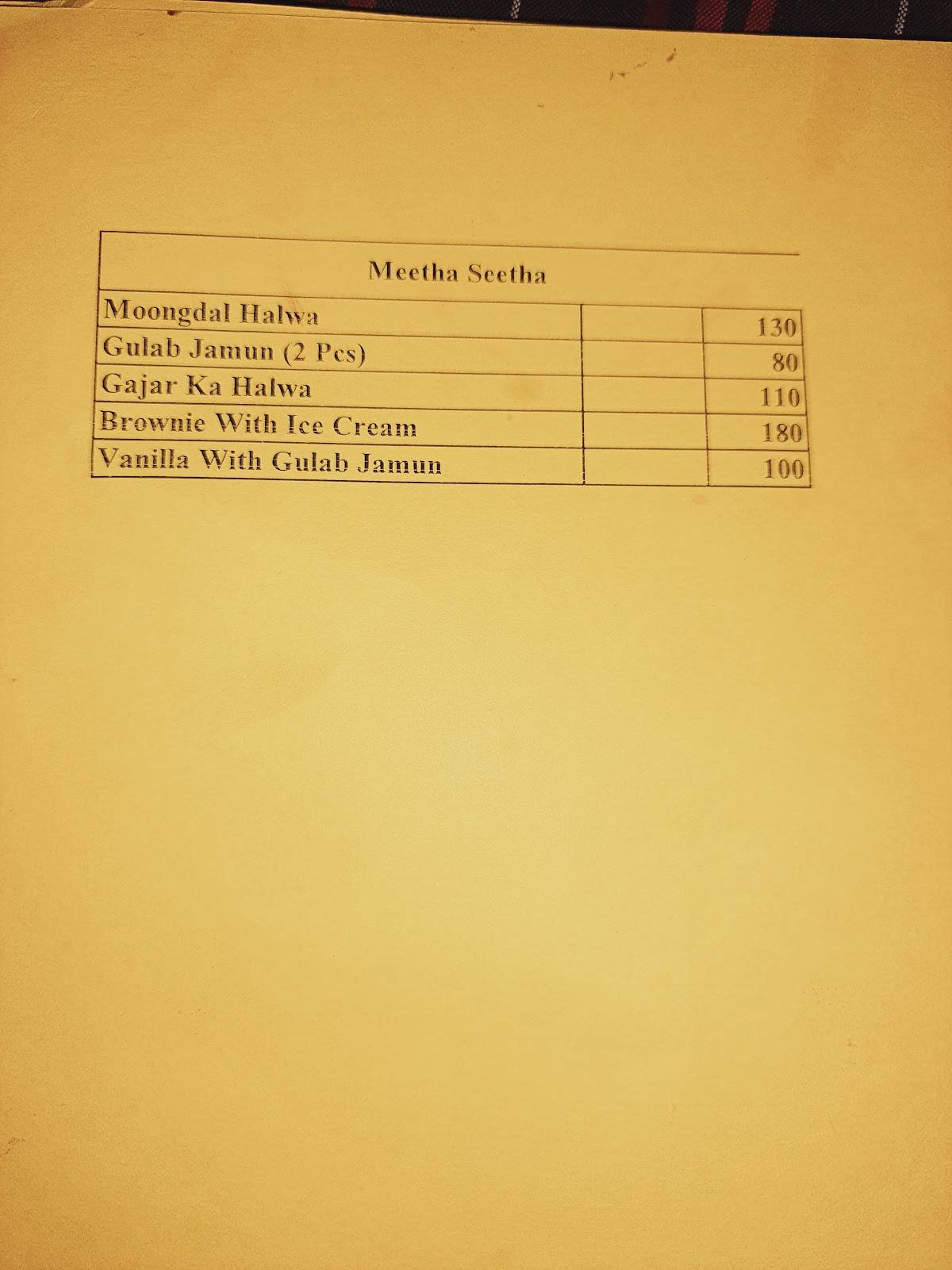 Panjtara Pure Veg menu
