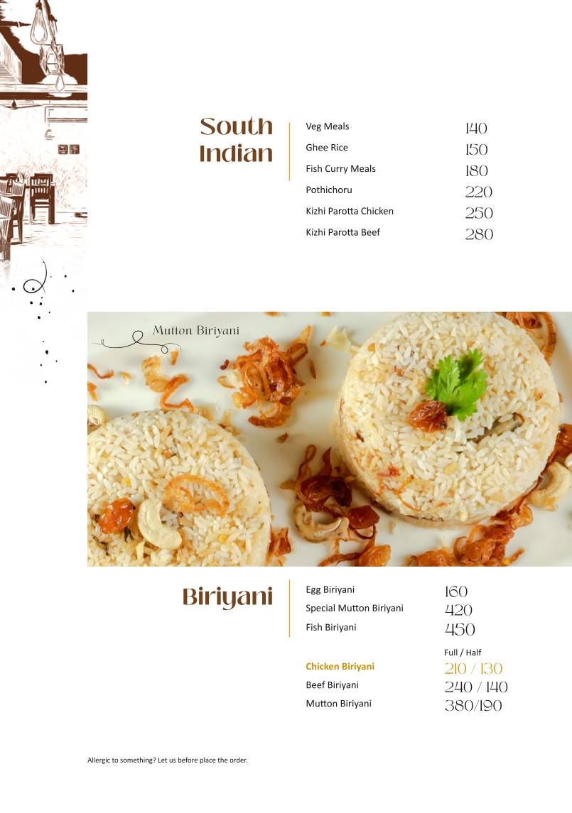 Pappaji Restaurant menu