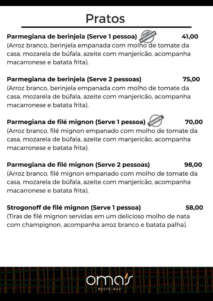 Omas Restô Bar cardápio