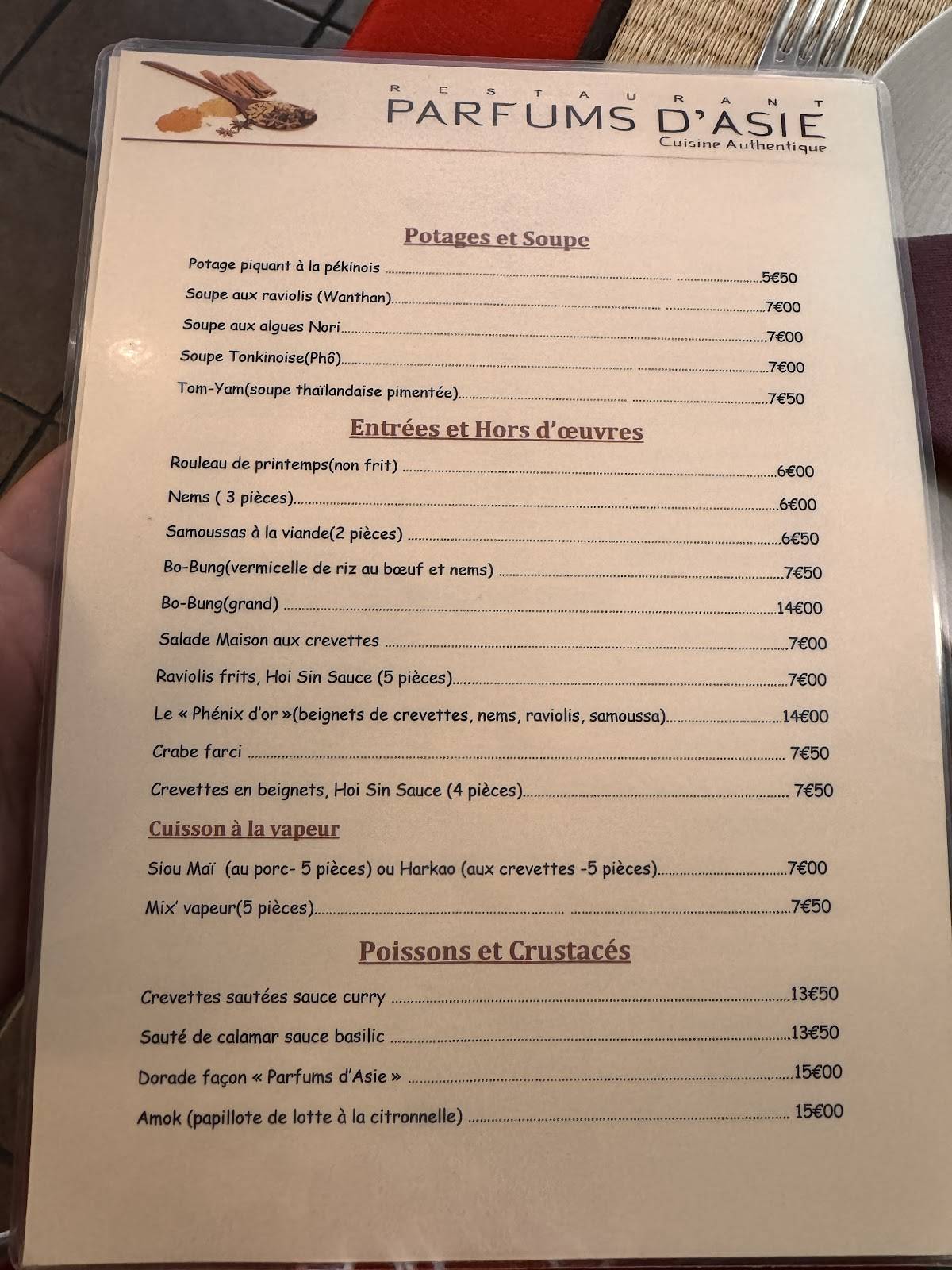 Menu de Parfums d'Asie