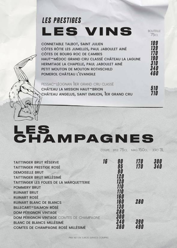 Menu de Le Cirque - Beaubourg