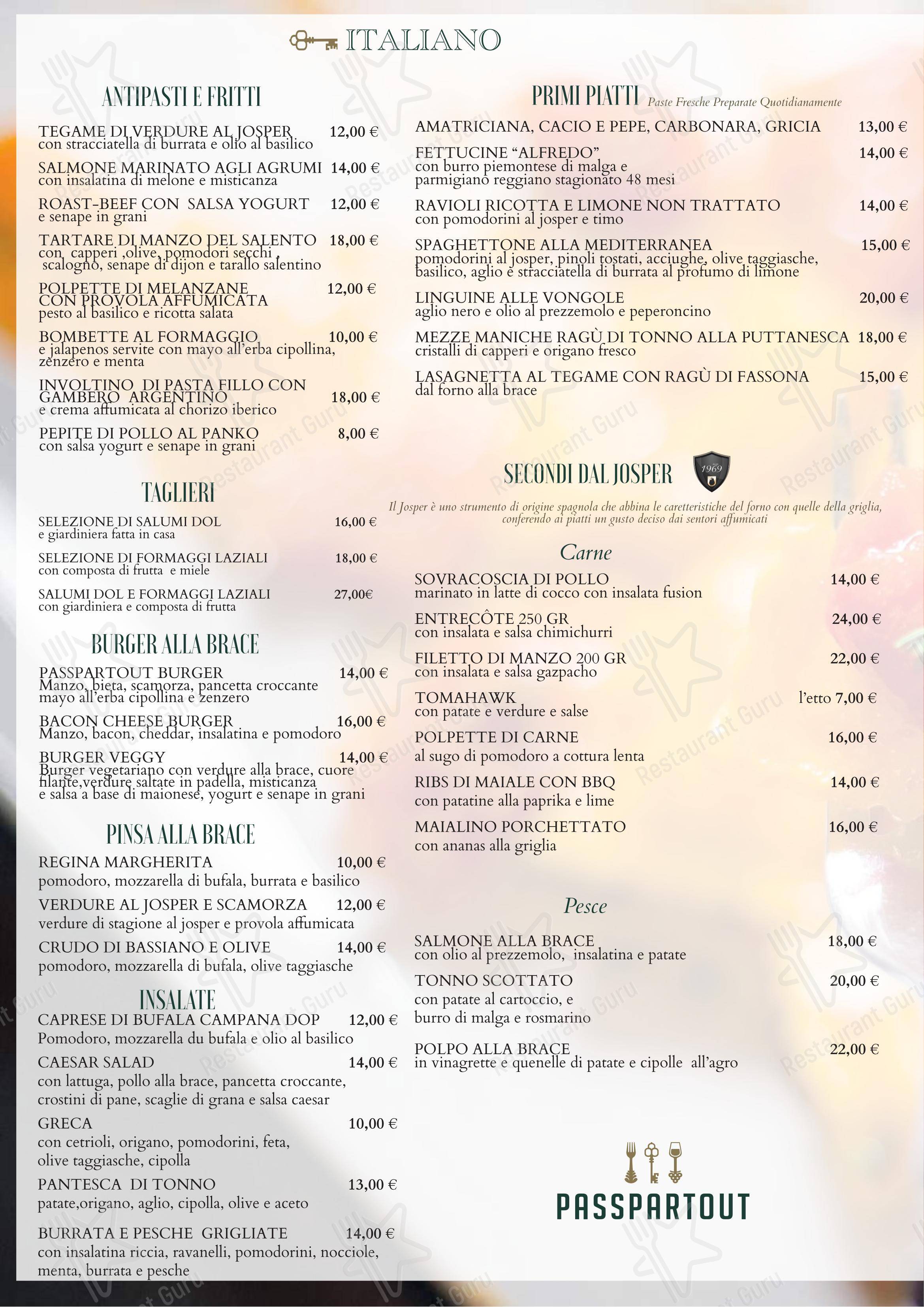Passpartout Ristorante, Roma - Borgo Pio, 50 in Roma - Основное меню