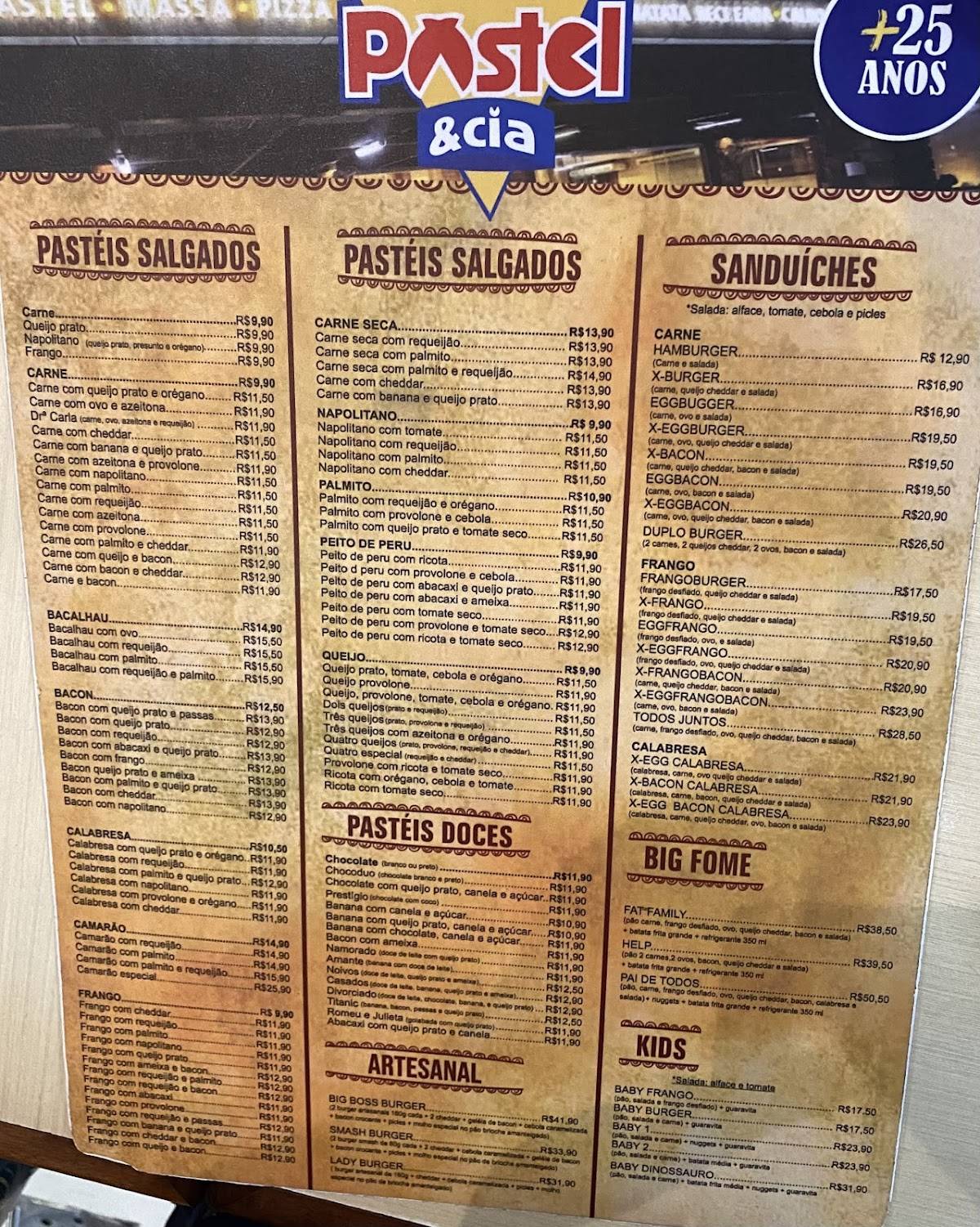 Menu em Pastel & CIA restaurante, São Pedro da Aldeia