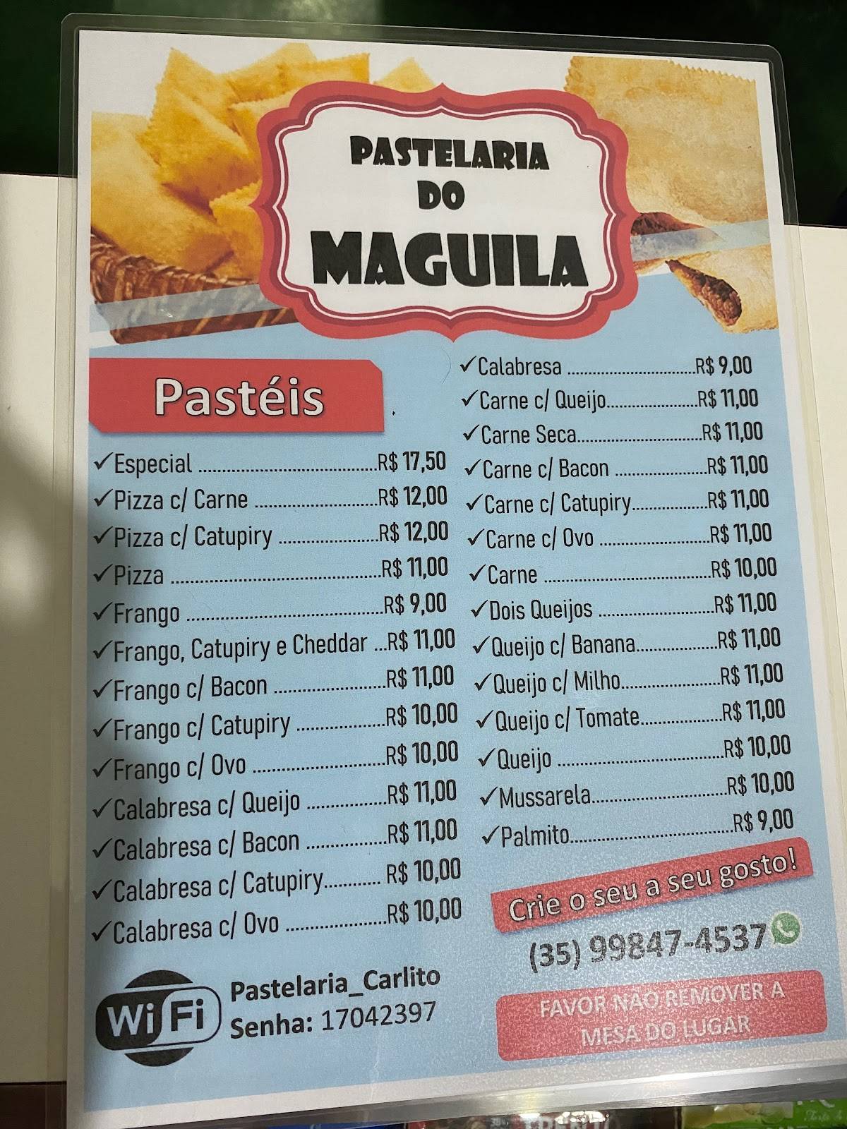 Pastelaria do Maguila cardápio