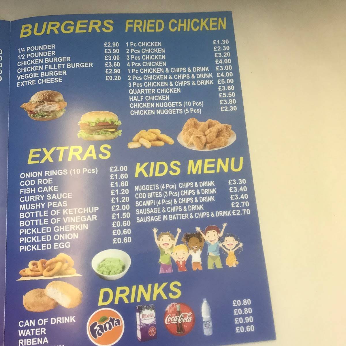 Menu at Patcham Fish & Chips Shop restaurant, Brighton