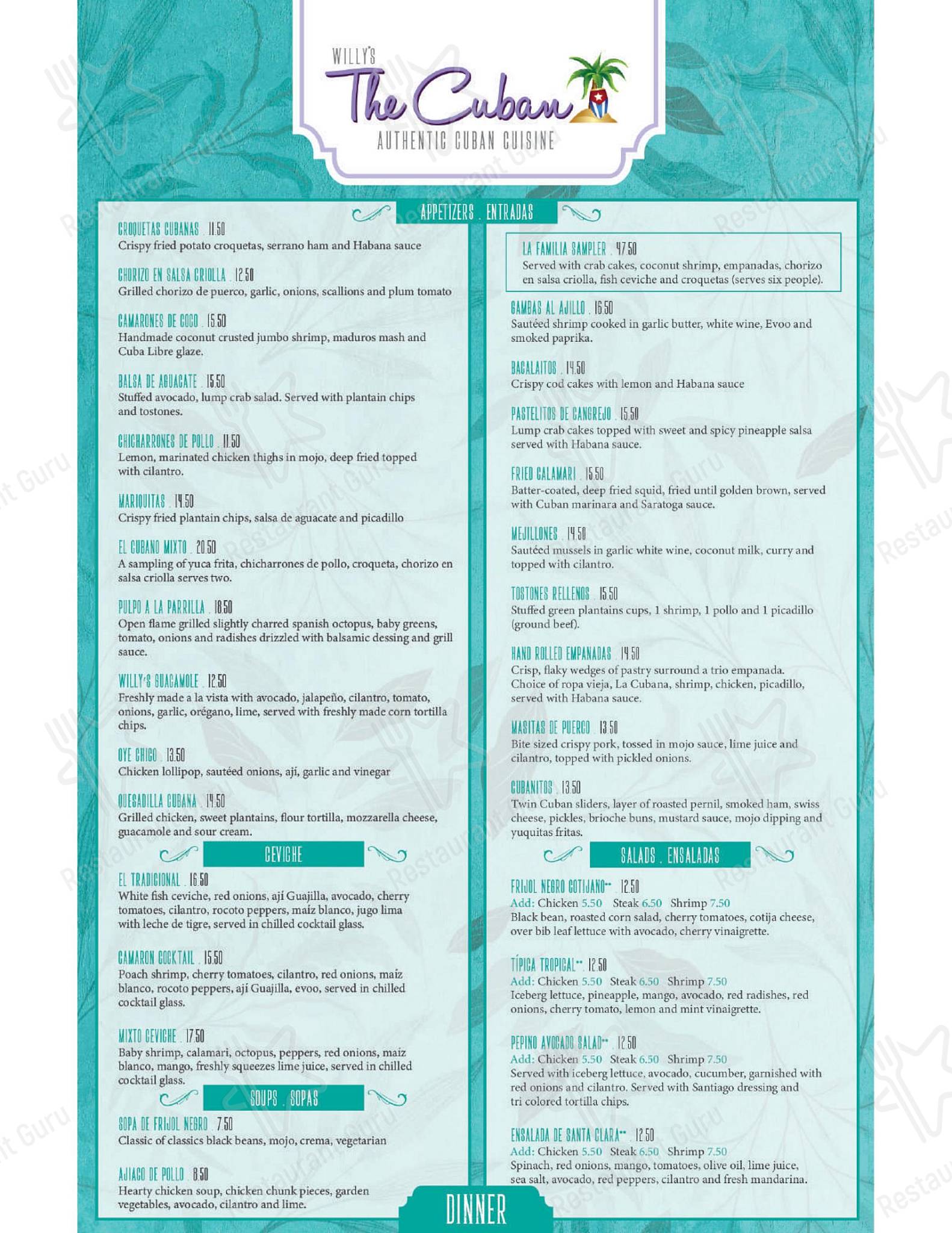 Menu at The Cuban pub & bar, Patchogue