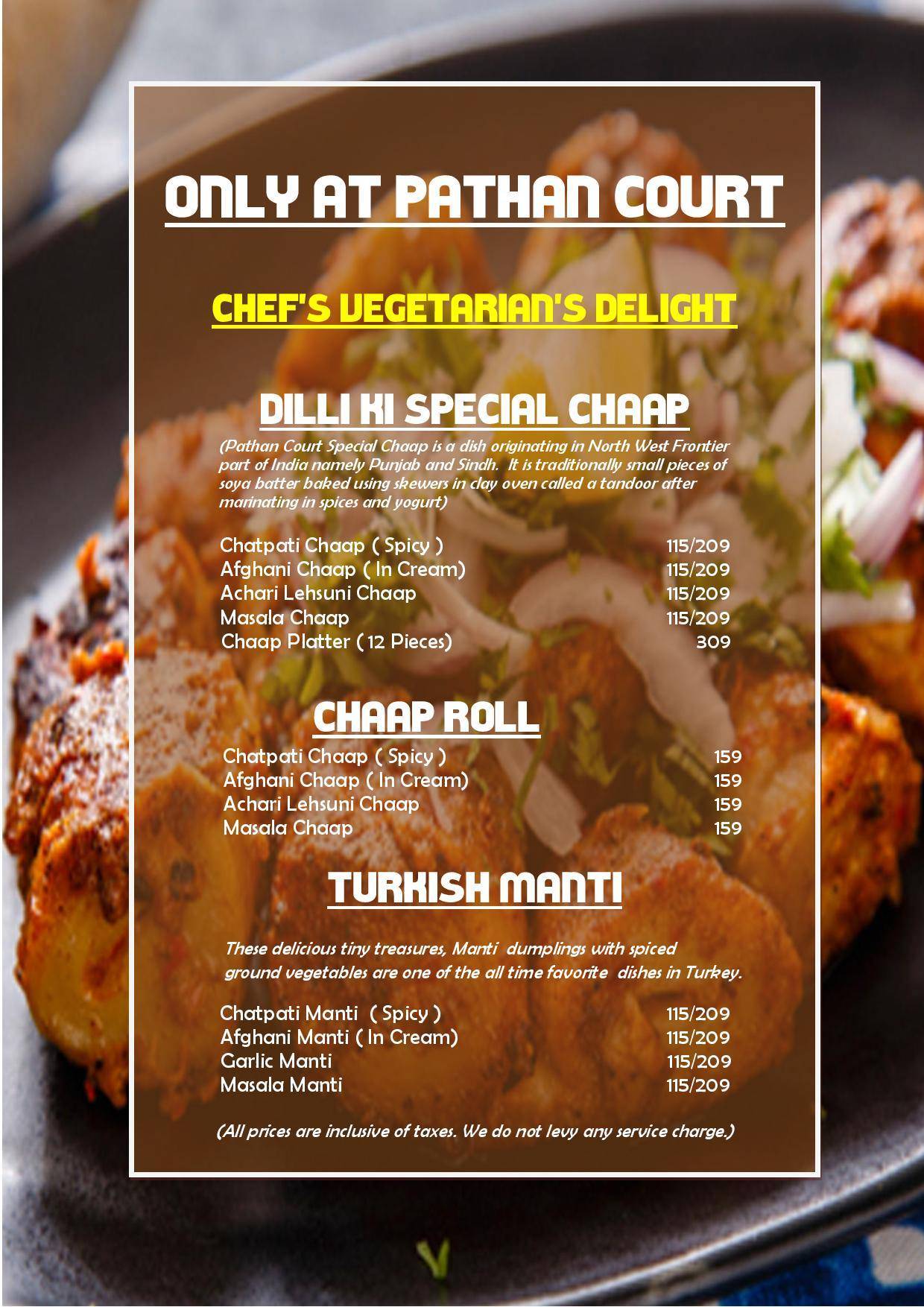 Pathan Court menu