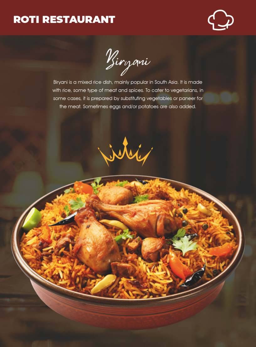 Roti Restaurant menu
