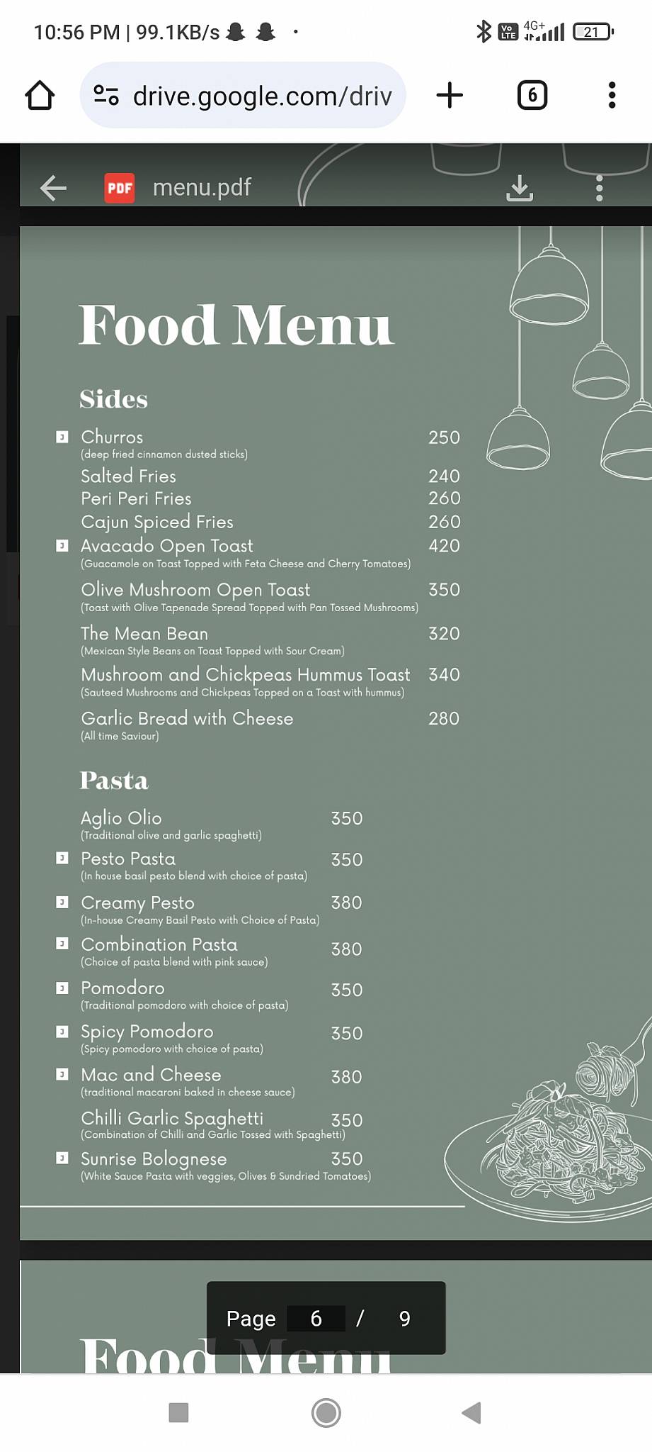 Peiskos Coffee menu