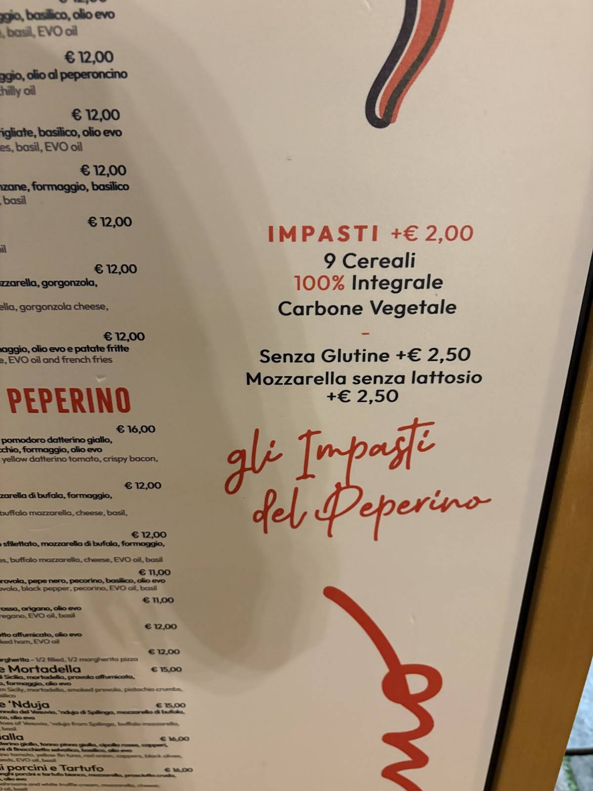 Menu di Peperino - Piazza Carignano 