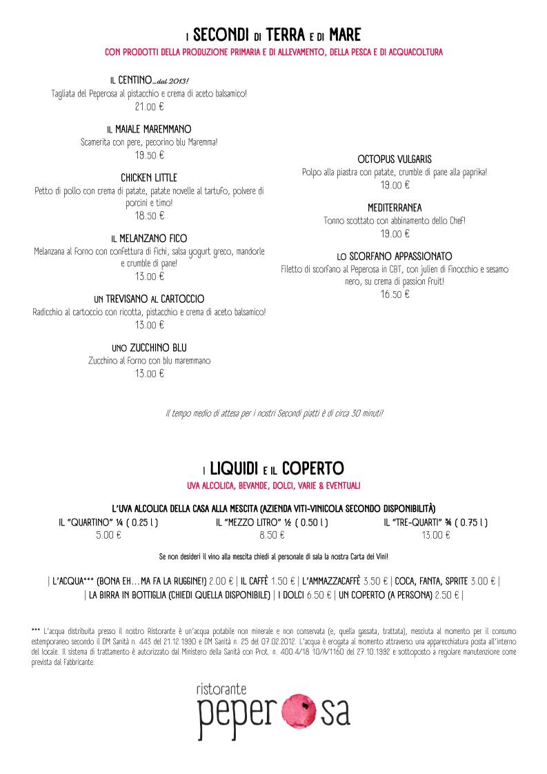 Menu di Peperosa 