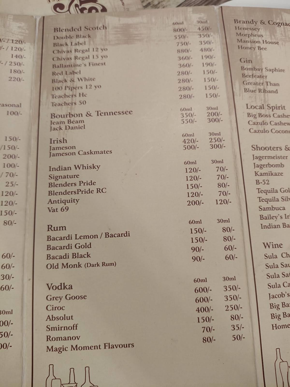 Pepper's Gourmet Cuisine menu