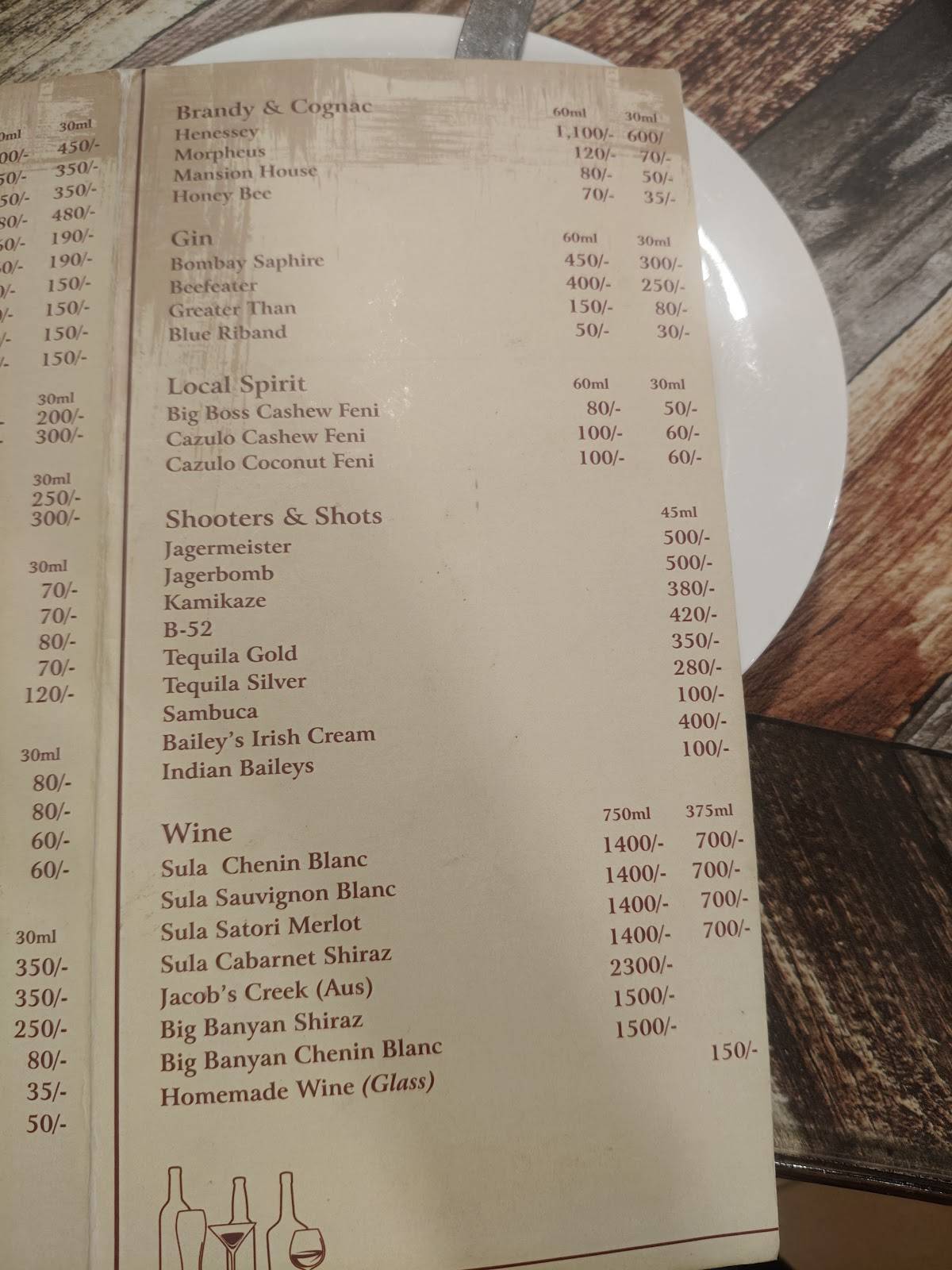 Pepper's Gourmet Cuisine menu