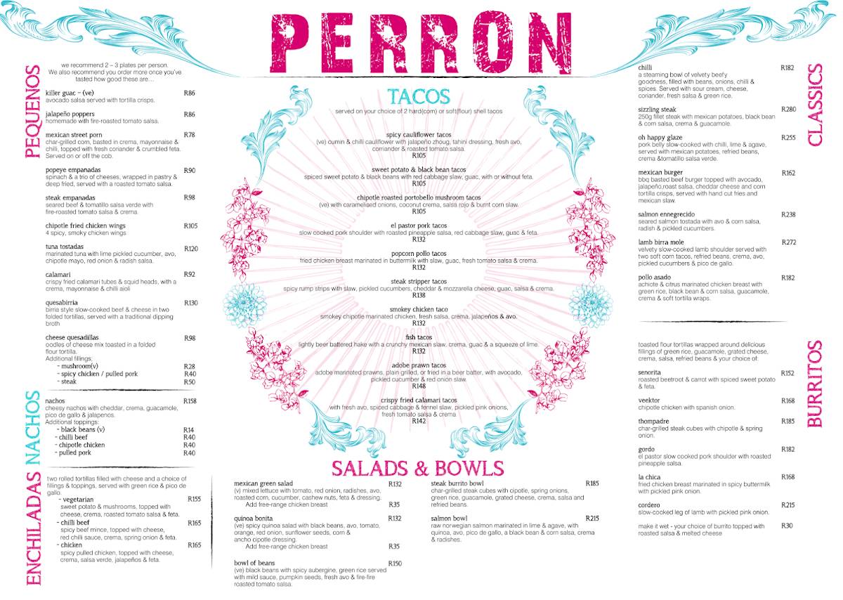 Menu de Perron Mexican Restaurant