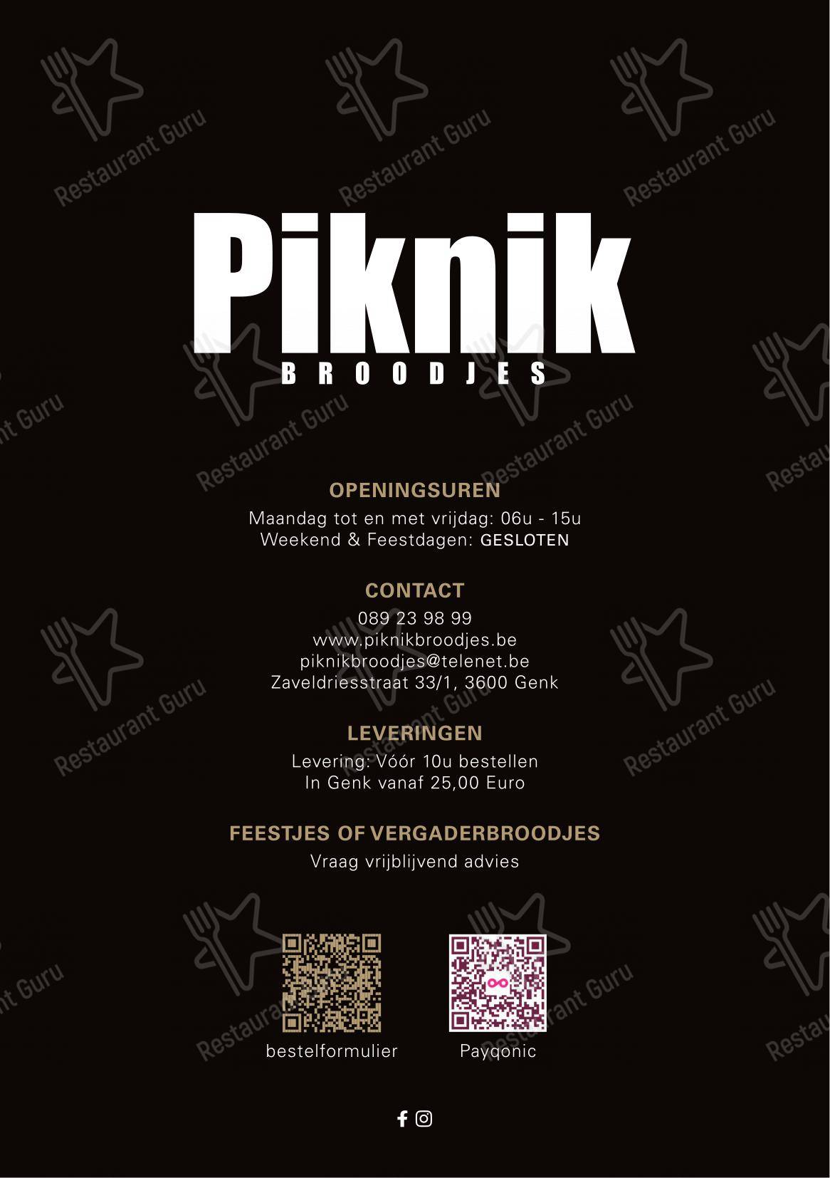 Menu bar pour Piknik dans Genk