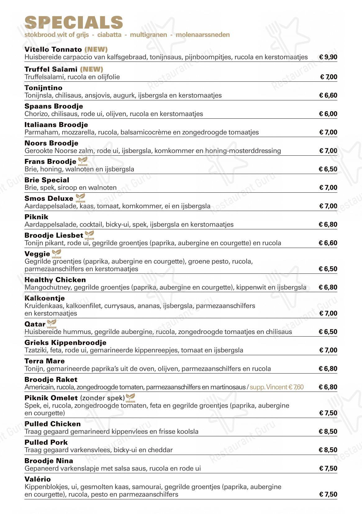 Menu bar pour Piknik café