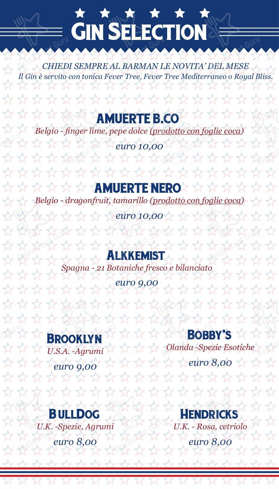 Menu di PinUp Pub - Menu bar