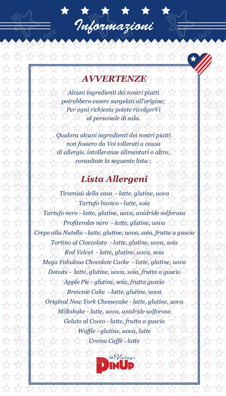 Menu di PinUp Pub - 菜单