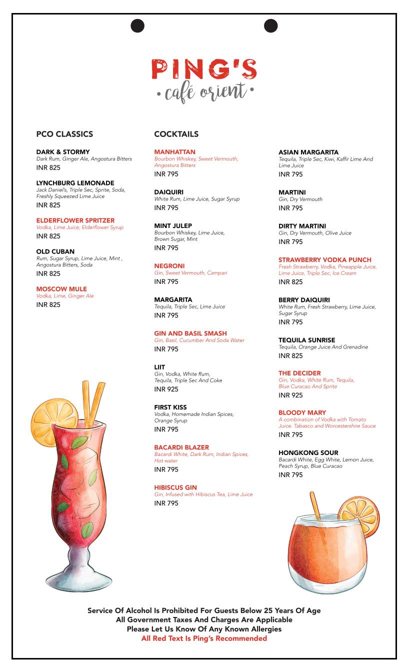 Ping's Cafe Orient menu