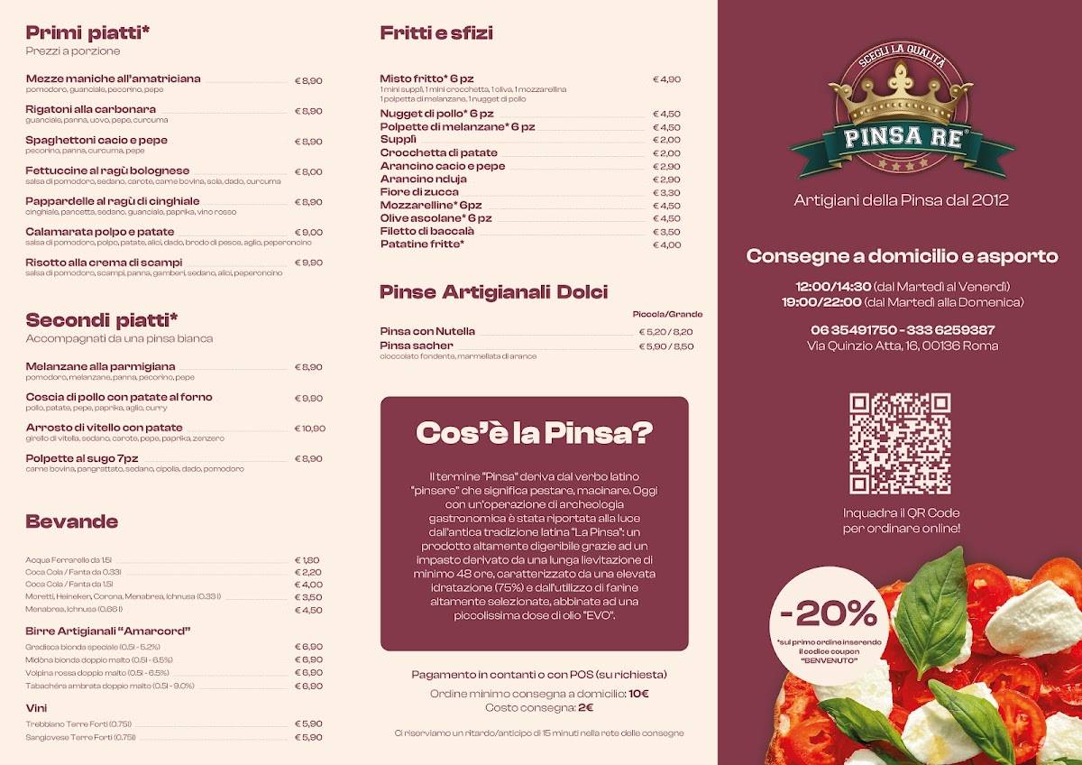 Menu di Pinsa Re (Balduina) 