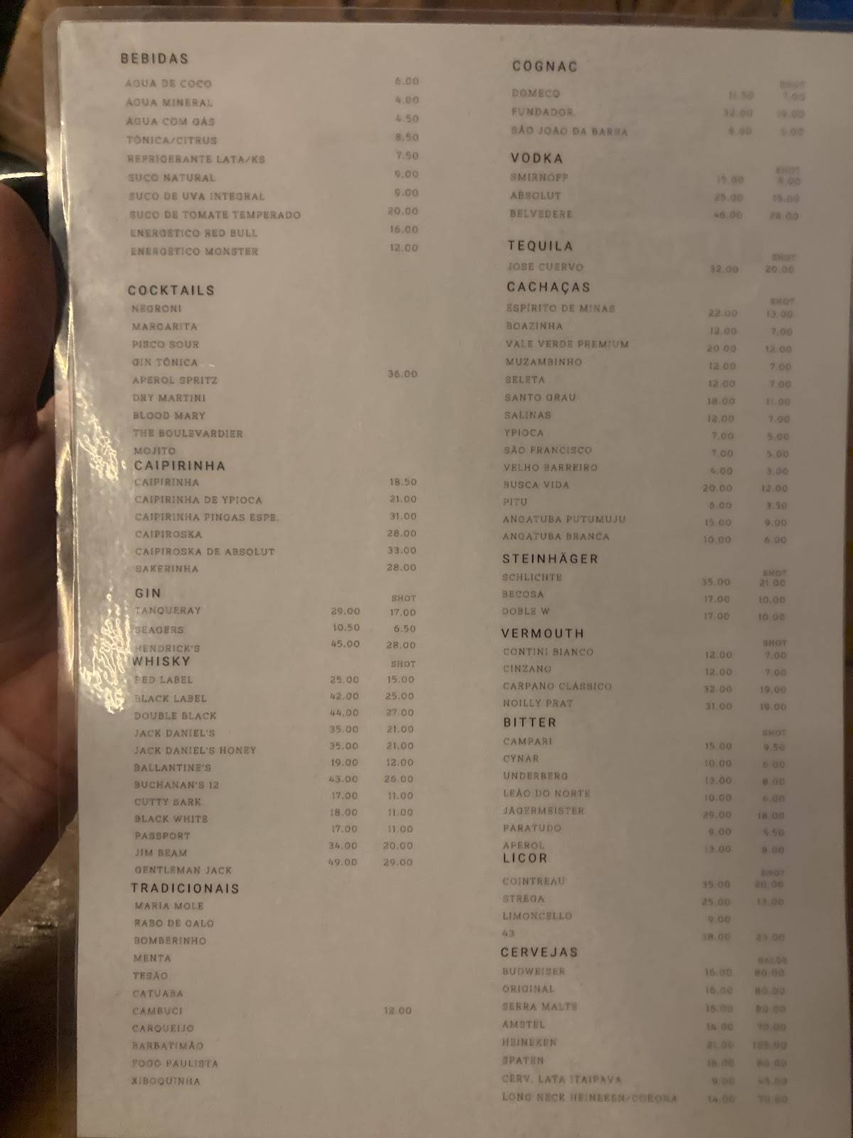 Bar do Pinu cardápio