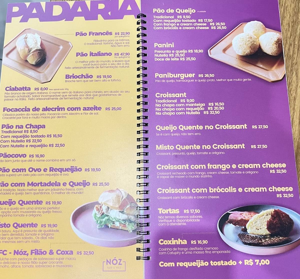Nóz Café E Pães cardápio
