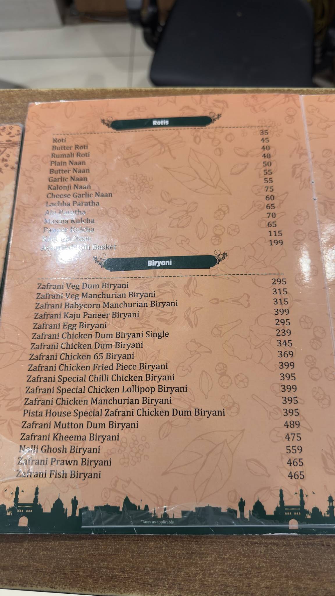 Pista House Moosarambagh menu