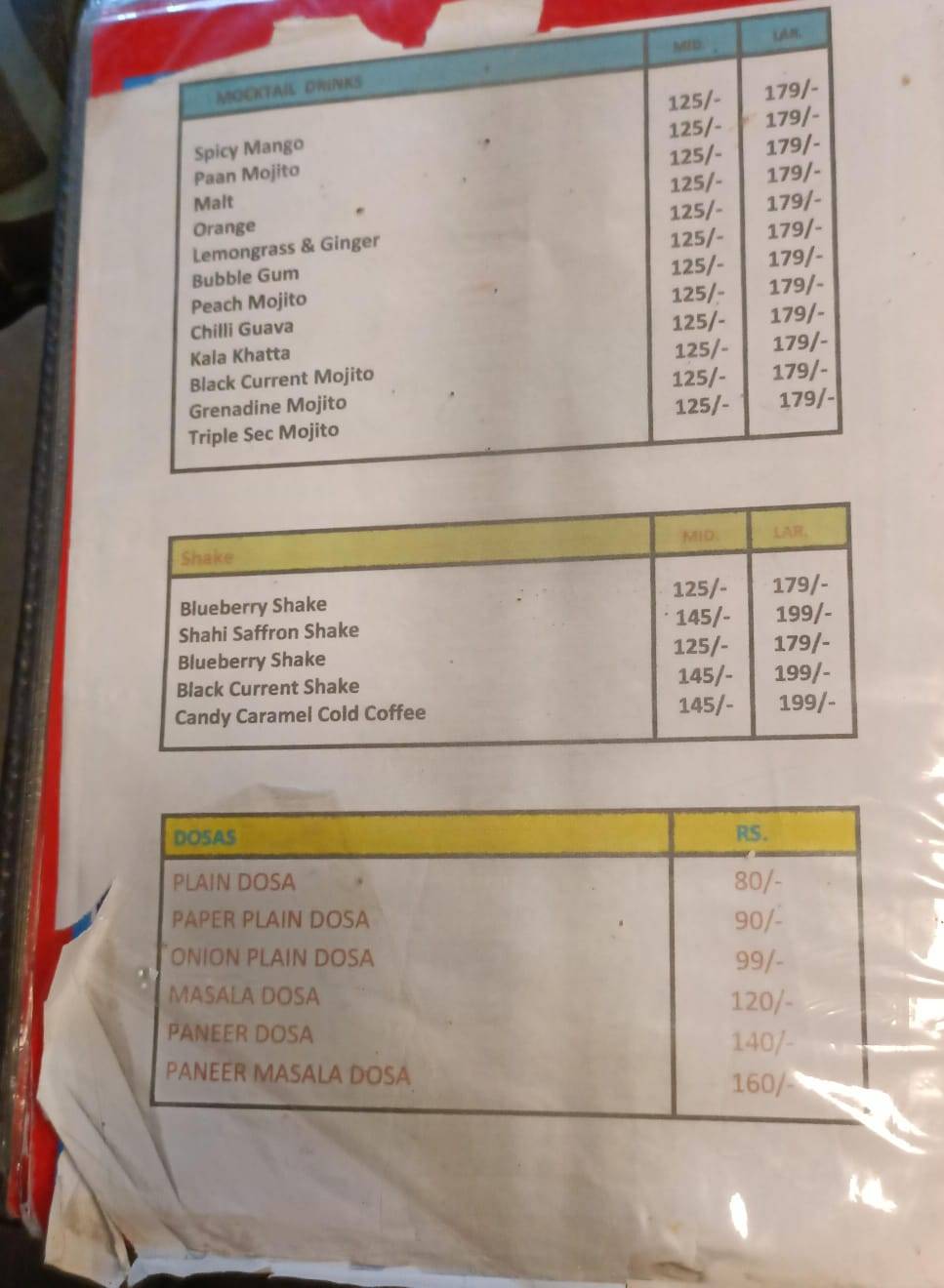 Pizza 99 menu