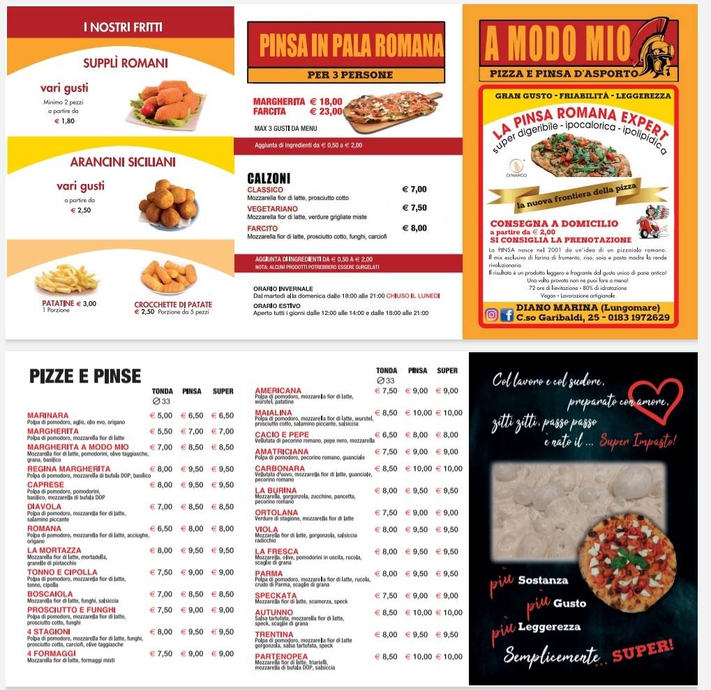 Menu di Pizza A Modo Mio 