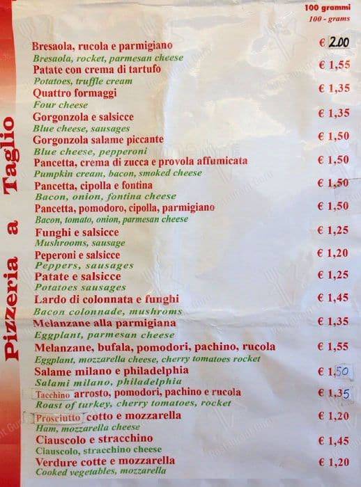 Menu di Pizza Florida 