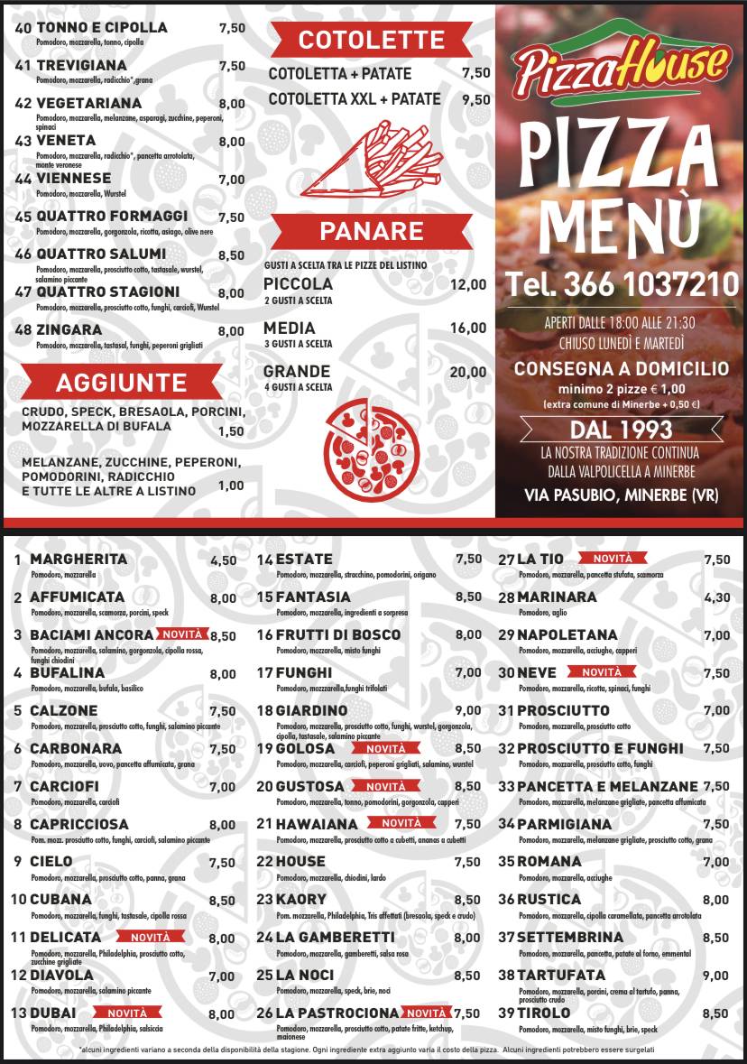 Menu di Pizza House 